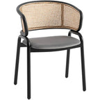 Sedia da pranzo Ervilla moderna con schienale in vimini e seduta imbottita in velluto per sala da pranzo e cucina, set da 4 - 29,9