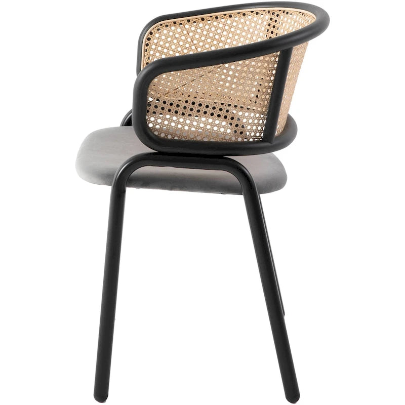 Sedia da pranzo Ervilla moderna con schienale in vimini e seduta imbottita in velluto per sala da pranzo e cucina, set da 4 - 29,9