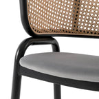 Sedia da pranzo Ervilla moderna con schienale in vimini e seduta imbottita in velluto per sala da pranzo e cucina, set da 4 - 29,9