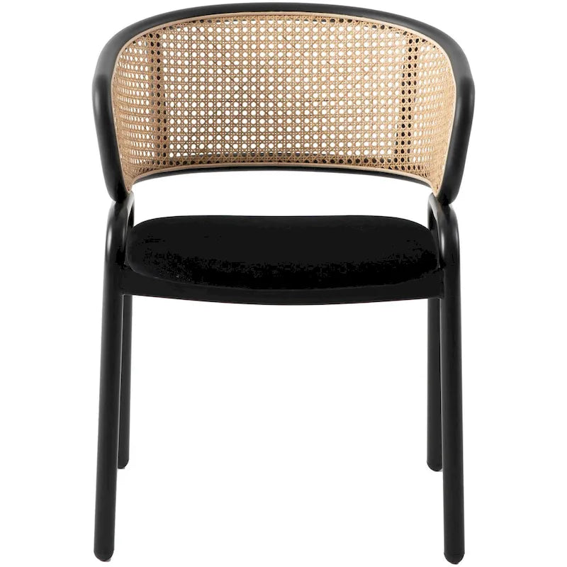 Sedia da pranzo Ervilla moderna con schienale in vimini e seduta imbottita in velluto per sala da pranzo e cucina, set da 4 - 29,9