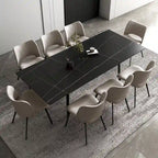Set da pranzo allungabile da 9 pezzi da 160 cm a 240 cm con piano in pietra sinterizzata e 8 sedie