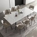Set da pranzo allungabile da 9 pezzi da 160 cm a 240 cm con piano in pietra sinterizzata e 8 sedie