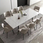Set da pranzo allungabile da 9 pezzi da 160 cm a 240 cm con piano in pietra sinterizzata e 8 sedie