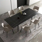 Set da pranzo allungabile da 9 pezzi da 160 cm a 240 cm con piano in pietra sinterizzata e 8 sedie