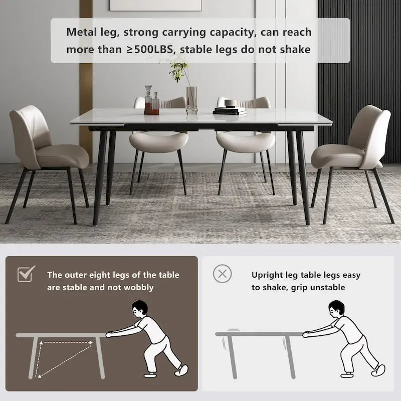 Set da pranzo allungabile da 9 pezzi da 160 cm a 240 cm con piano in pietra sinterizzata e 8 sedie