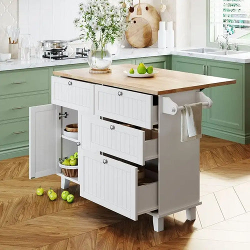 Set da 3 pezzi per isola da cucina con ribalta e 2 posti a sedere, set tavolo da pranzo con mobiletto, cassetti e portasciugamani