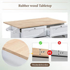 3-Piece Kitchen Island Set with Drop Leaf and 2 Seatings, Dining Table Set with Storage Cabinet, Drawers and Towel Rack