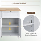 3-Piece Kitchen Island Set with Drop Leaf and 2 Seatings, Dining Table Set with Storage Cabinet, Drawers and Towel Rack