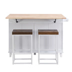3-Piece Kitchen Island Set with Drop Leaf and 2 Seatings, Dining Table Set with Storage Cabinet, Drawers and Towel Rack