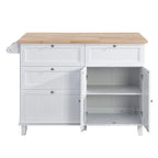 3-Piece Kitchen Island Set with Drop Leaf and 2 Seatings, Dining Table Set with Storage Cabinet, Drawers and Towel Rack