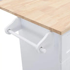 3-Piece Kitchen Island Set with Drop Leaf and 2 Seatings, Dining Table Set with Storage Cabinet, Drawers and Towel Rack