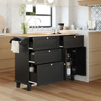 3-Piece Kitchen Island Set with Drop Leaf and 2 Seatings, Dining Table Set with Storage Cabinet, Drawers and Towel Rack