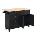 3-Piece Kitchen Island Set with Drop Leaf and 2 Seatings, Dining Table Set with Storage Cabinet, Drawers and Towel Rack