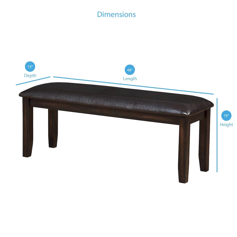 Steve Silver Alice Antique Espresso Wood and Faux Leather Dining Bench