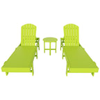 Polytrends Altura Armless Poly Eco-Friendly All Weather Reclining Chaise Lounge with Side Table Set (3-Piece Set)