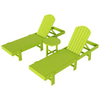 Polytrends Altura Armless Poly Eco-Friendly All Weather Reclining Chaise Lounge with Side Table Set (3-Piece Set)