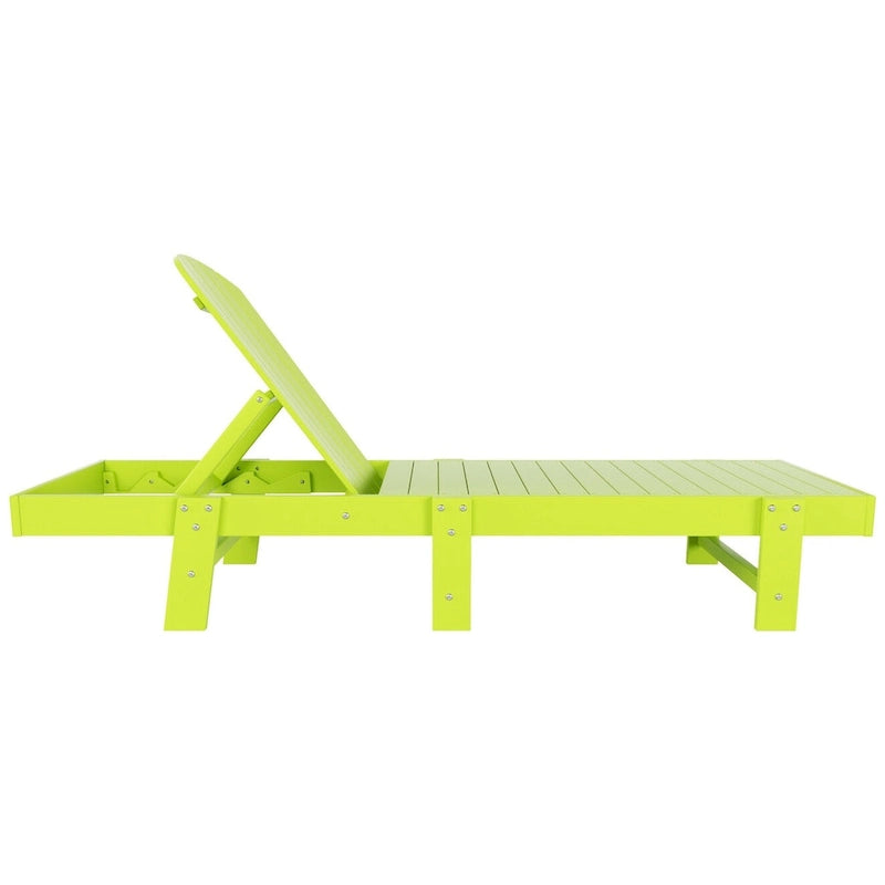 Polytrends Altura Armless Poly Eco-Friendly All Weather Reclining Chaise Lounge with Side Table Set (3-Piece Set)