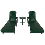 Polytrends Altura Armless Poly Eco-Friendly All Weather Reclining Chaise Lounge with Side Table Set (3-Piece Set)