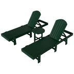 Polytrends Altura Armless Poly Eco-Friendly All Weather Reclining Chaise Lounge with Side Table Set (3-Piece Set)