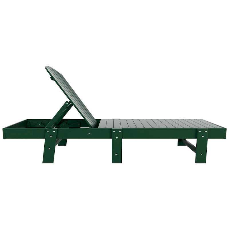 Polytrends Altura Armless Poly Eco-Friendly All Weather Reclining Chaise Lounge with Side Table Set (3-Piece Set)