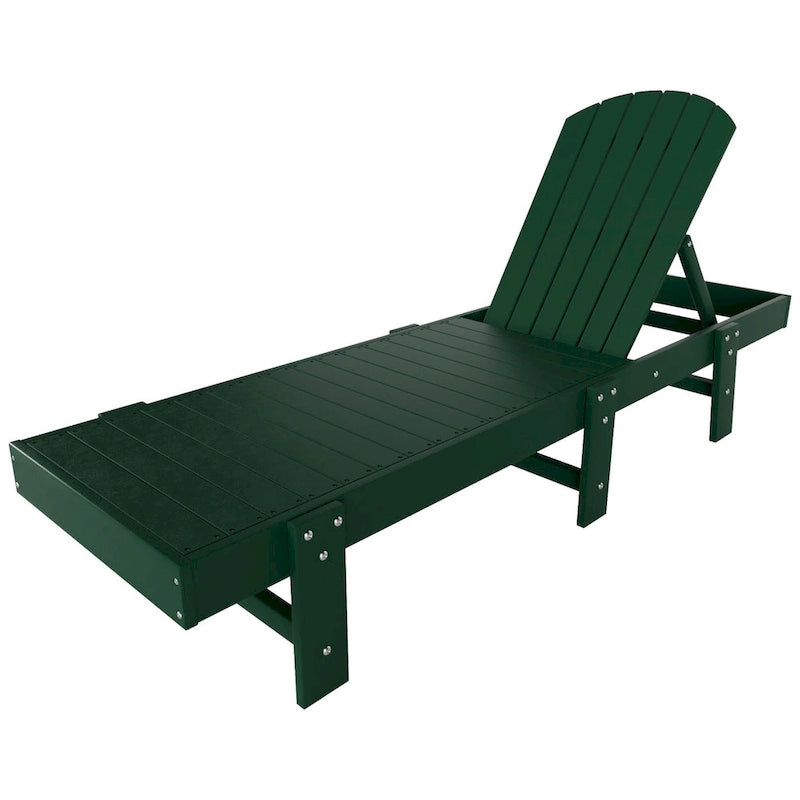Polytrends Altura Armless Poly Eco-Friendly All Weather Reclining Chaise Lounge with Side Table Set (3-Piece Set)