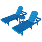 Polytrends Altura Armless Poly Eco-Friendly All Weather Reclining Chaise Lounge with Side Table Set (3-Piece Set)