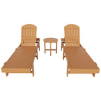 Polytrends Altura Armless Poly Eco-Friendly All Weather Reclining Chaise Lounge with Side Table Set (3-Piece Set)
