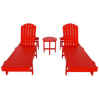 Polytrends Altura Armless Poly Eco-Friendly All Weather Reclining Chaise Lounge with Side Table Set (3-Piece Set)
