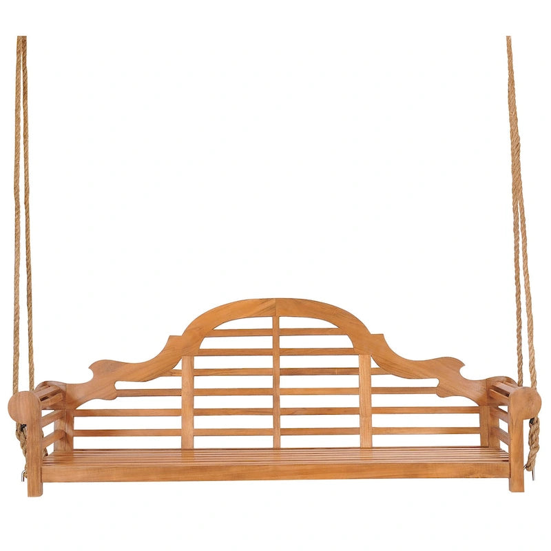 Chic Teak Lutyens Teak Wood Triple Outdoor Porch Swing, 78 inch
