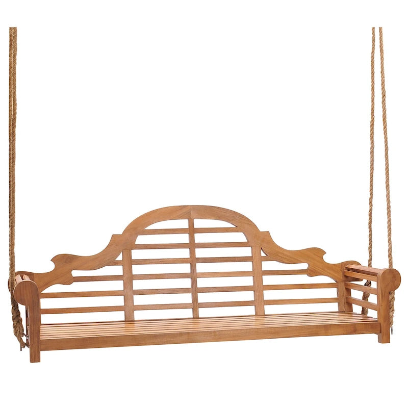 Chic Teak Lutyens Teak Wood Triple Outdoor Porch Swing, 78 inch
