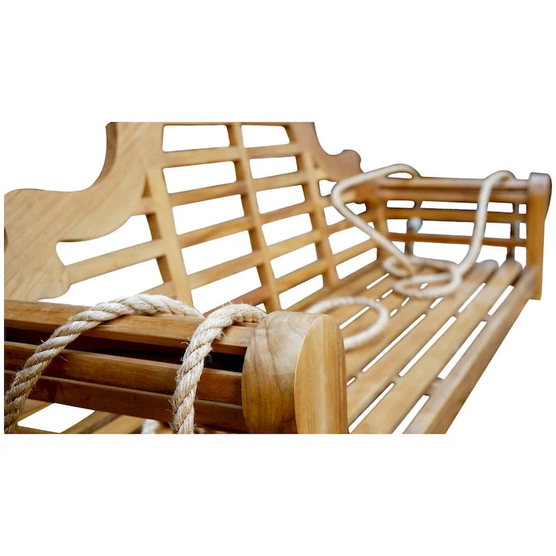 Chic Teak Lutyens Teak Wood Triple Outdoor Porch Swing, 78 inch