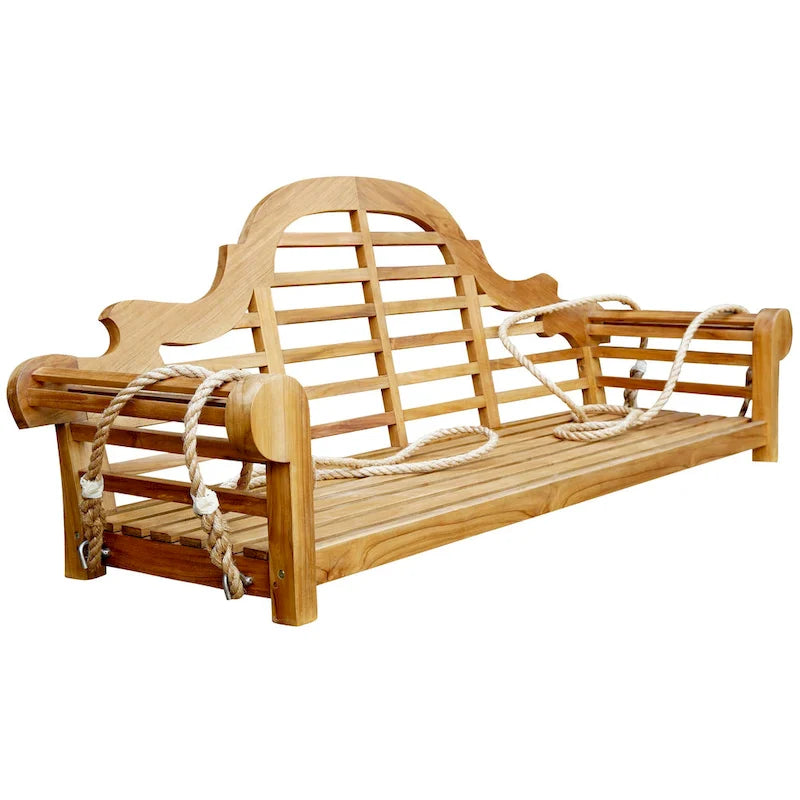 Chic Teak Lutyens Teak Wood Triple Outdoor Porch Swing, 78 inch