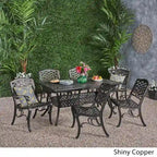 Phoenix Outdoor 6-Seater Cast Aluminum Dining Set with Expandable Table by Christopher Knight Home