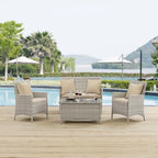Modway Bridge Rattan 4-piece Outdoor Patio Set with Cushions