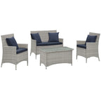 Modway Bridge Rattan 4-piece Outdoor Patio Set with Cushions