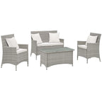 Modway Bridge Rattan 4-piece Outdoor Patio Set with Cushions