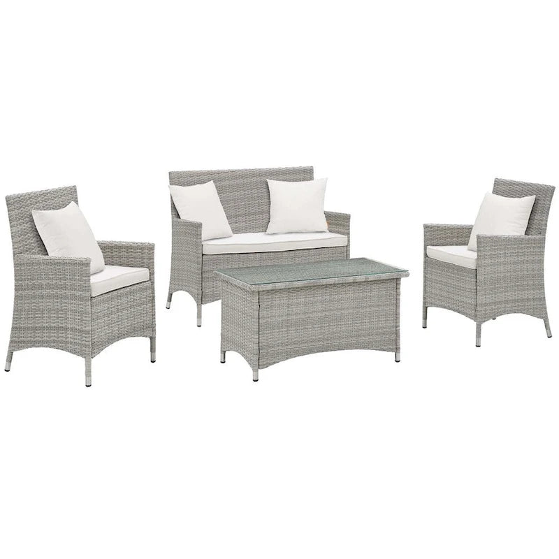 Modway Bridge Rattan 4-piece Outdoor Patio Set with Cushions