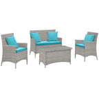 Modway Bridge Rattan 4-piece Outdoor Patio Set with Cushions