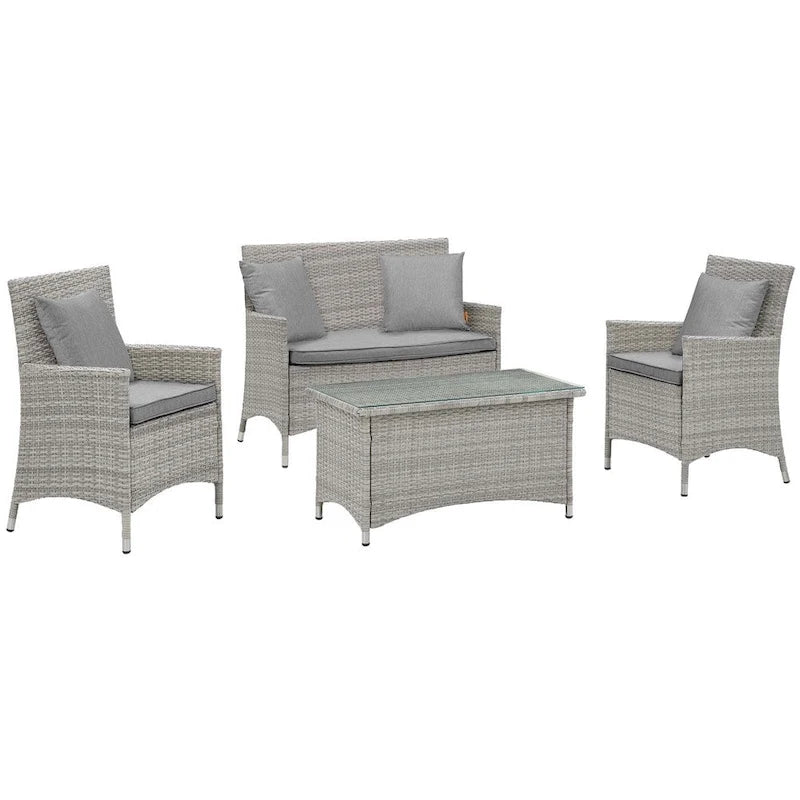 Modway Bridge Rattan 4-piece Outdoor Patio Set with Cushions