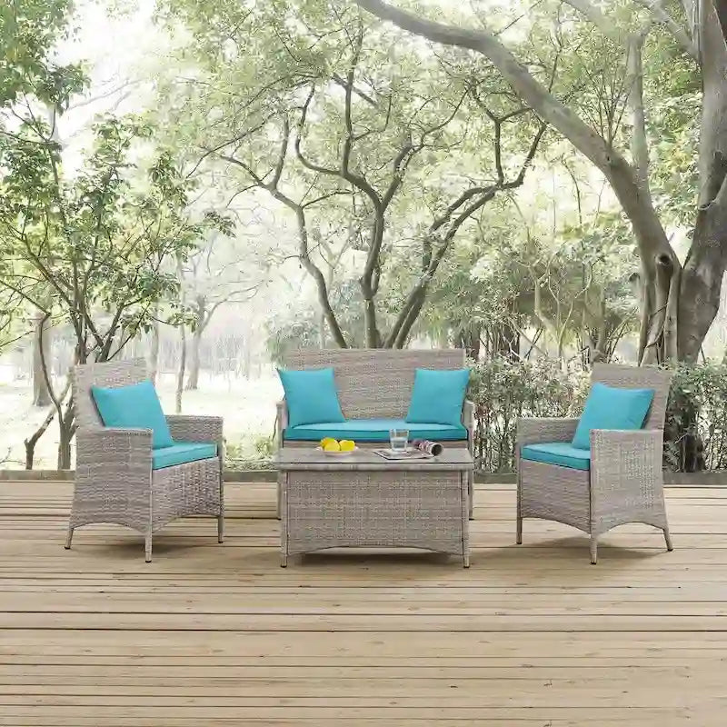 Modway Bridge Rattan 4-piece Outdoor Patio Set with Cushions