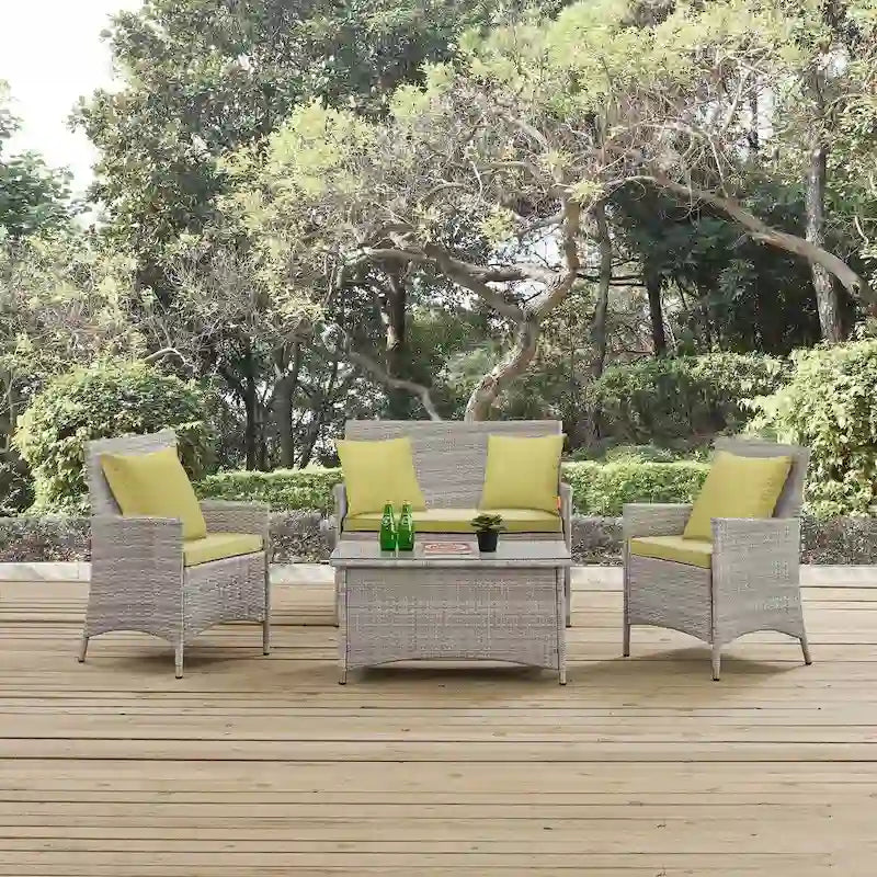 Modway Bridge Rattan 4-piece Outdoor Patio Set with Cushions