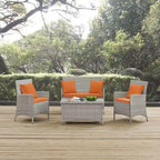 Modway Bridge Rattan 4-piece Outdoor Patio Set with Cushions