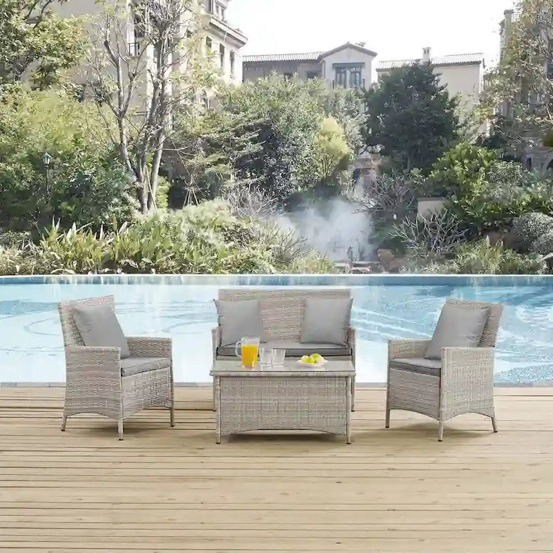 Modway Bridge Rattan 4-piece Outdoor Patio Set with Cushions