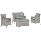 Modway Bridge Rattan 4-piece Outdoor Patio Set with Cushions