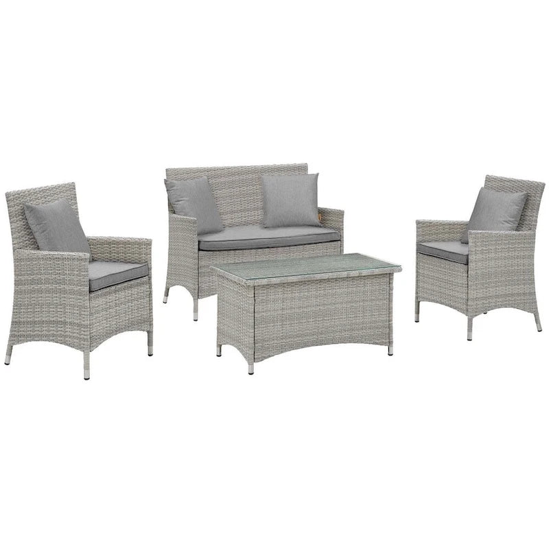 Modway Bridge Rattan 4-piece Outdoor Patio Set with Cushions