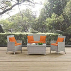 Modway Bridge Rattan 4-piece Outdoor Patio Set with Cushions