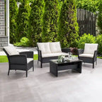 CorLiving Cascade Black Rattan Wicker Patio 4pc Set