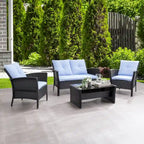 CorLiving Cascade Black Rattan Wicker Patio 4pc Set
