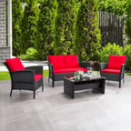 CorLiving Cascade Black Rattan Wicker Patio 4pc Set