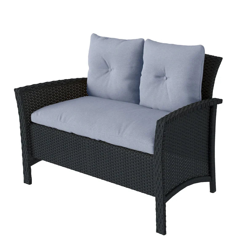 CorLiving Cascade Black Rattan Wicker Patio 4pc Set